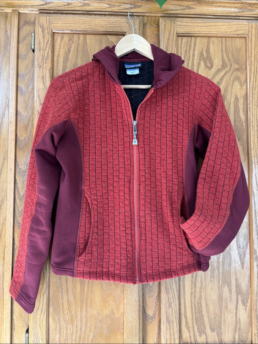 Patagonia Brick Red Fleece Hooded Jacket